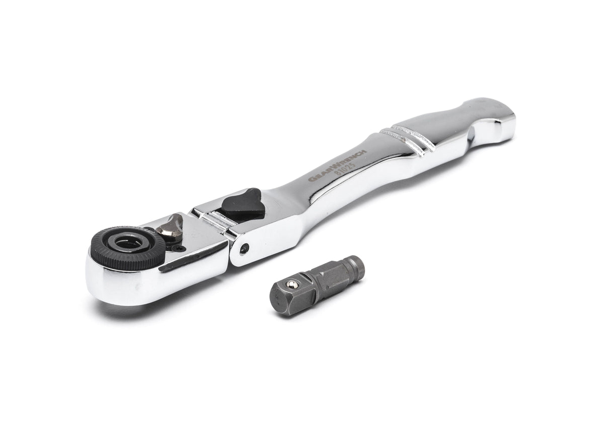 Gearwrench 81025 1/4" Drive 72-Tooth Quick Release Locking Flex Slim Head Ratchet 6"