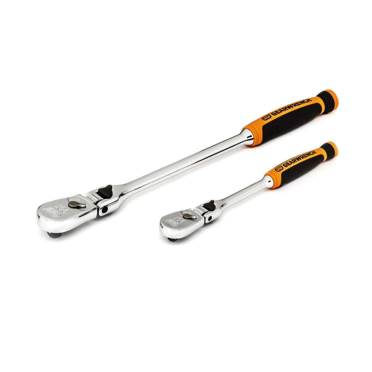Gearwrench 81275T 2 Piece 1/4" & 3/8" Drive 90-Tooth Dual Material Locking Flex Head Teardrop Ratchet Set