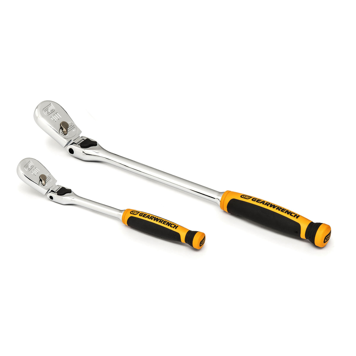 Gearwrench 81275T 2 Piece 1/4" & 3/8" Drive 90-Tooth Dual Material Locking Flex Head Teardrop Ratchet Set