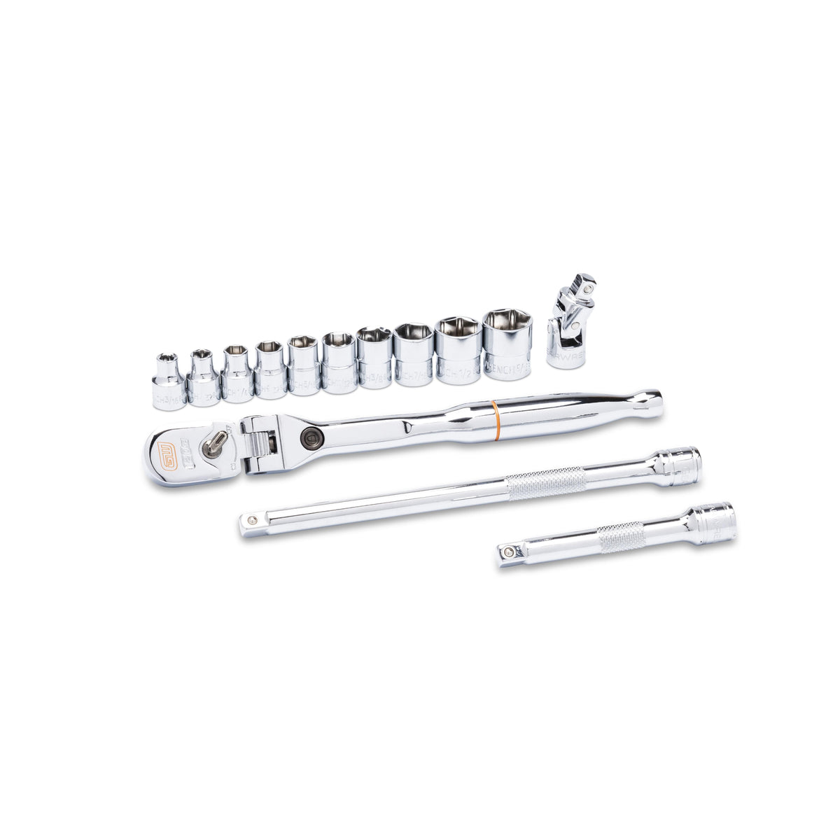 Gearwrench 81391 14 Piece 1/4" Drive 120XP Locking Flex Head Ratchet and 6 Point SAE Stubby Socket Mechanics Tool Set