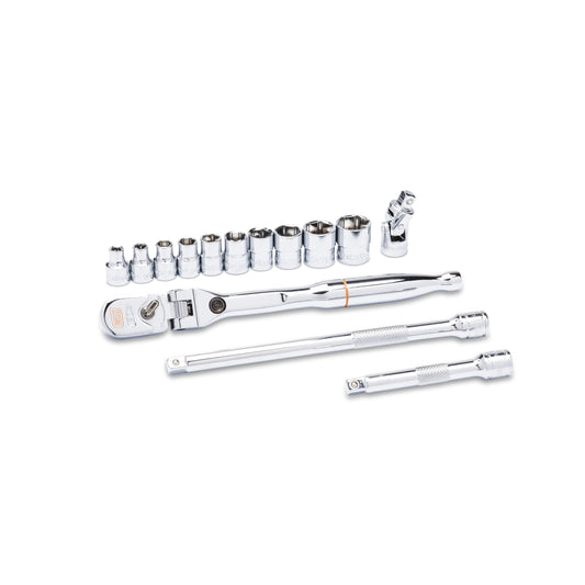 Gearwrench 81391 14 Piece 1/4" Drive 120XP Locking Flex Head Ratchet and 6 Point SAE Stubby Socket Mechanics Tool Set