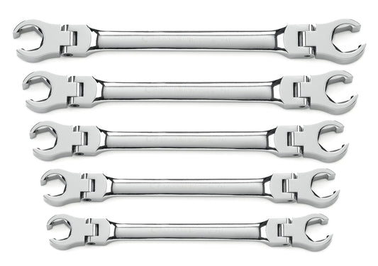 Gearwrench 81910 5 Piece Flex Head Flare Nut SAE Wrench Set