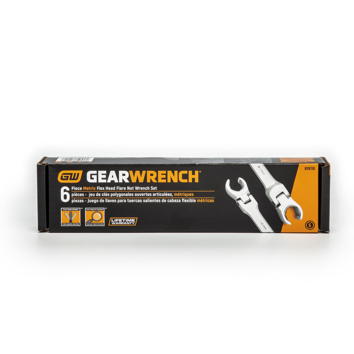 Gearwrench 81911D 6 Piece Flex Head Flare Nut Metric Wrench Set