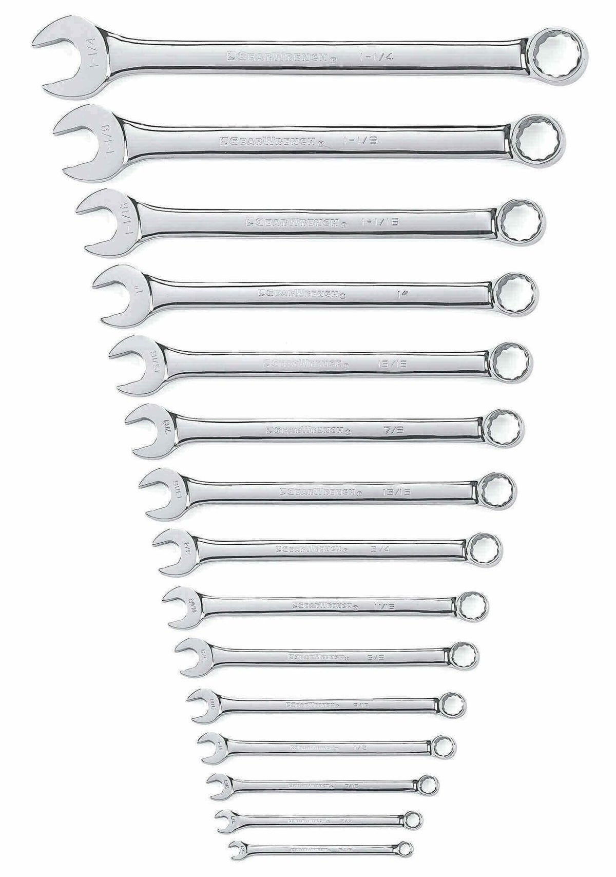 Gearwrench 81918 15 Piece 12 Point Long Pattern Combination SAE Wrench Set with Tool Roll