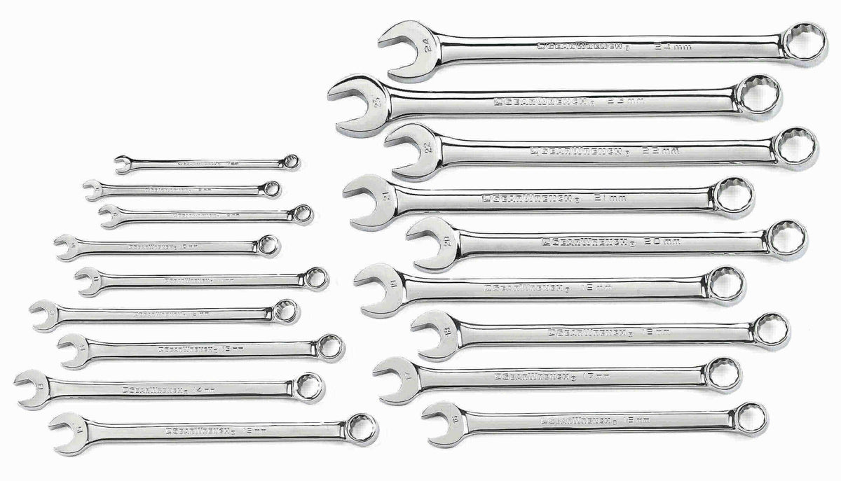 Gearwrench 81920 18 Piece 12 Point Long Pattern Combination Metric Wrench Set