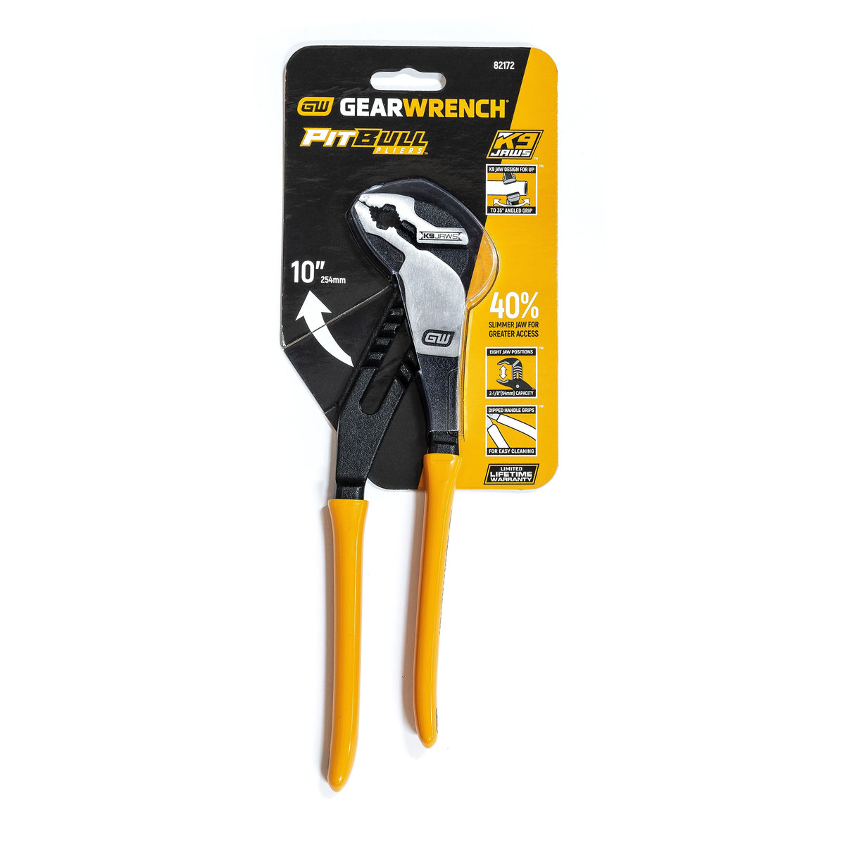 Gearwrench 82172 10" PITBULL K9™ V-Jaw Dipped Handle Tongue and Groove Pliers