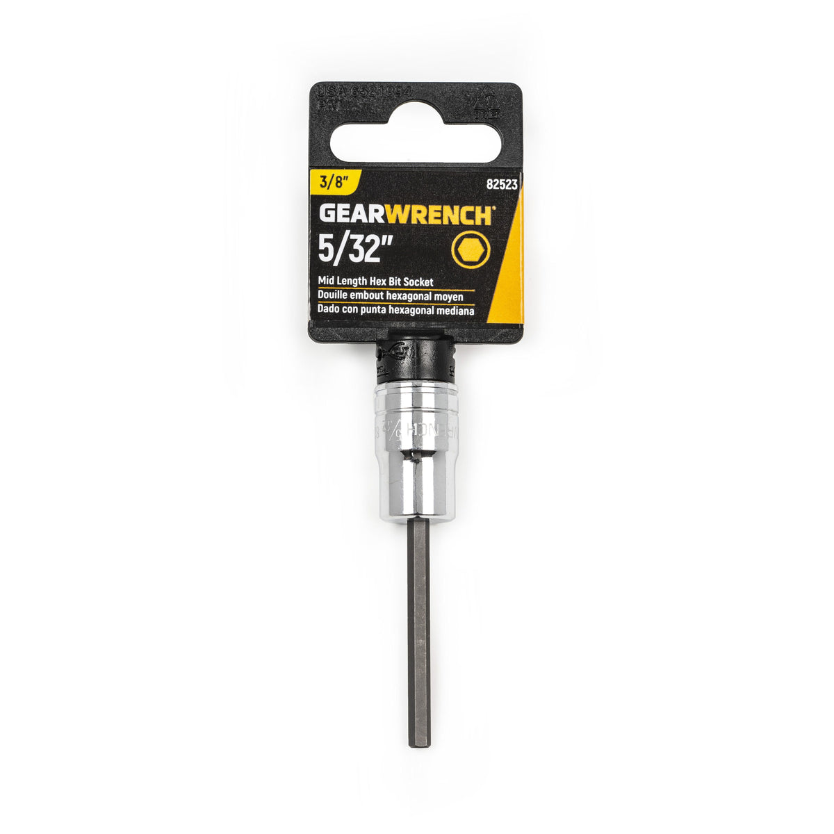 Gearwrench 82523 3/8" Drive Mid Length Hex Bit SAE Socket 5/32"