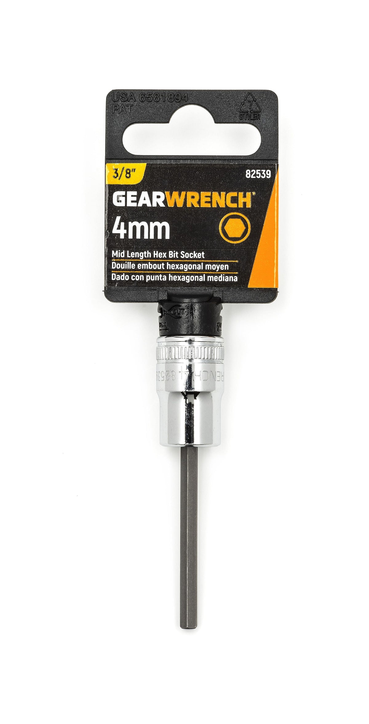 Gearwrench 82539 3/8" Drive Mid Length Hex Bit Metric Socket 4mm