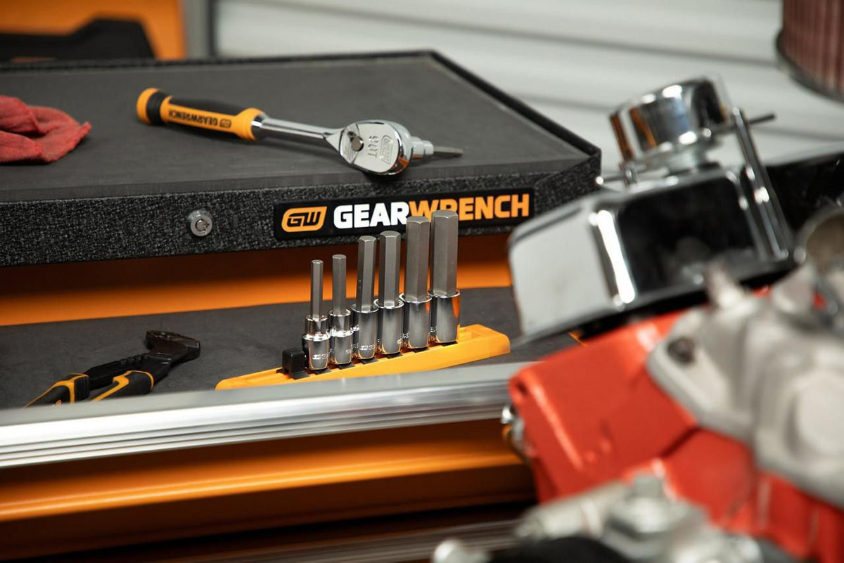 Gearwrench 82586 7 Piece 1/2" Drive Metric Mid Length Hex Bit Socket Set