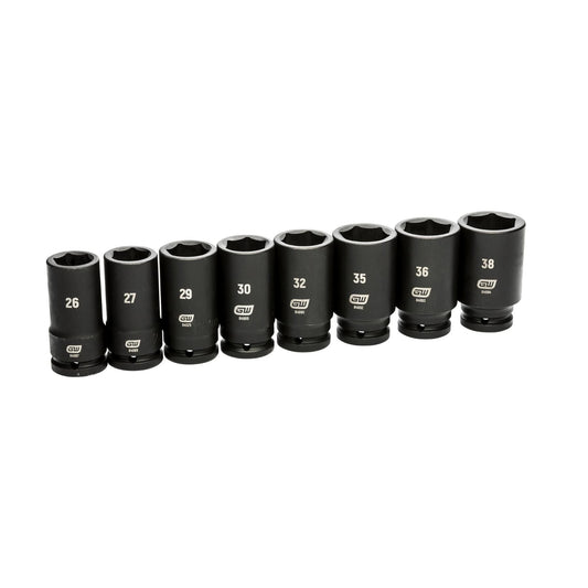 Gearwrench 84032 8 Piece 3/4" Drive 6 Point Metric Deep Impact Socket Set