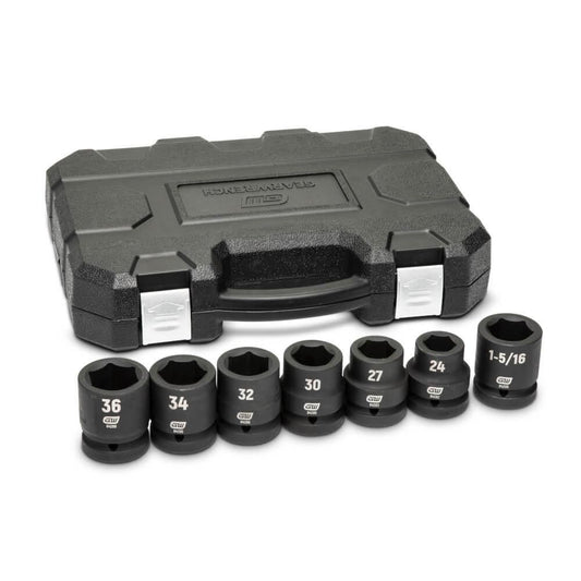Gearwrench 84038 7 Piece 1" Drive 6 Point SAE/Metric Impact Socket Set