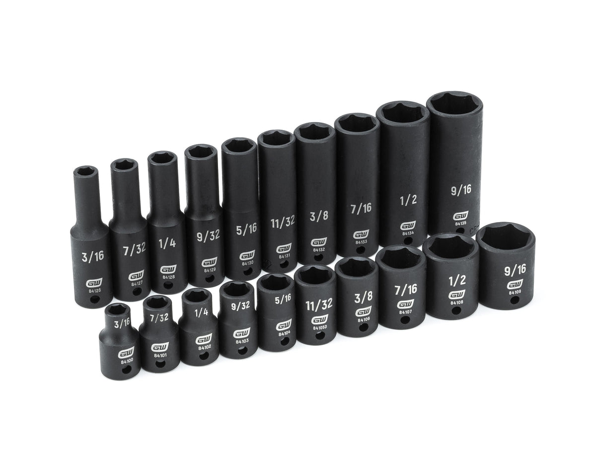 Gearwrench 84900 20 Piece 1/4" Drive 6 Point Standard and Deep Impact SAE Socket Set