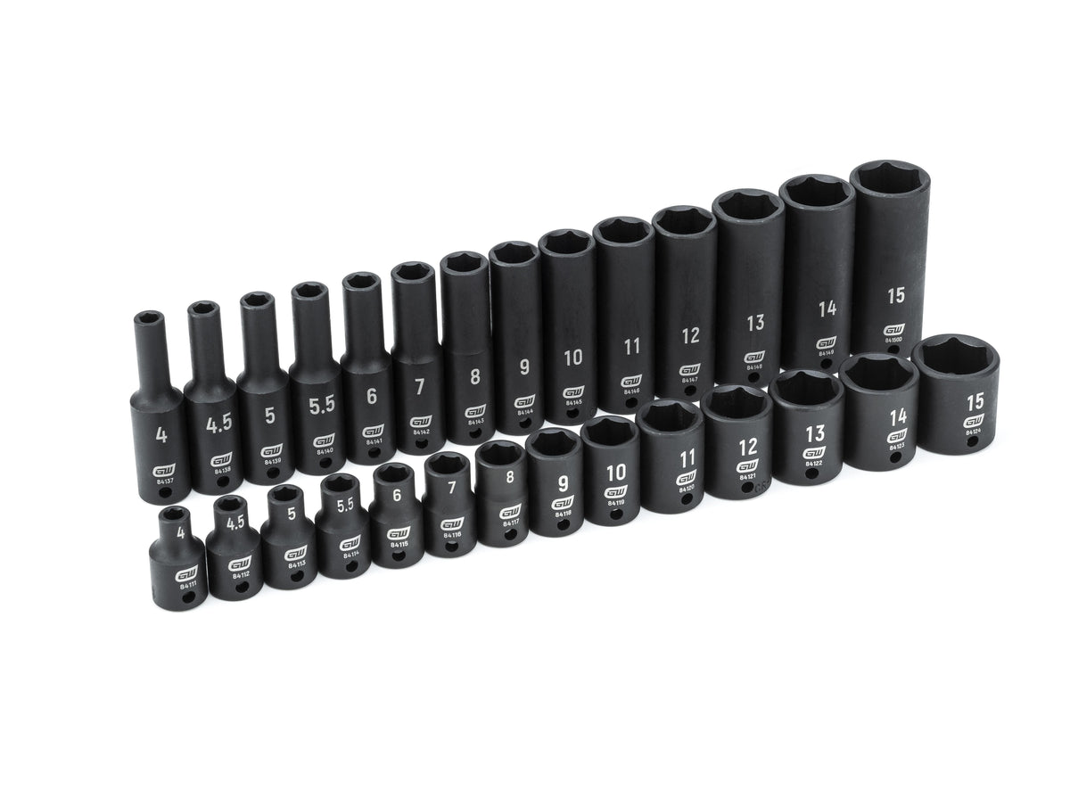 Gearwrench 84901 28 Piece 1/4" Drive 6 Point Standard and Deep Impact Metric Socket Set