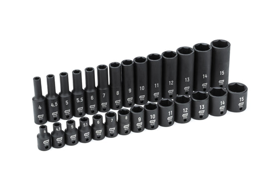 Gearwrench 84901 28 Piece 1/4" Drive 6 Point Standard and Deep Impact Metric Socket Set
