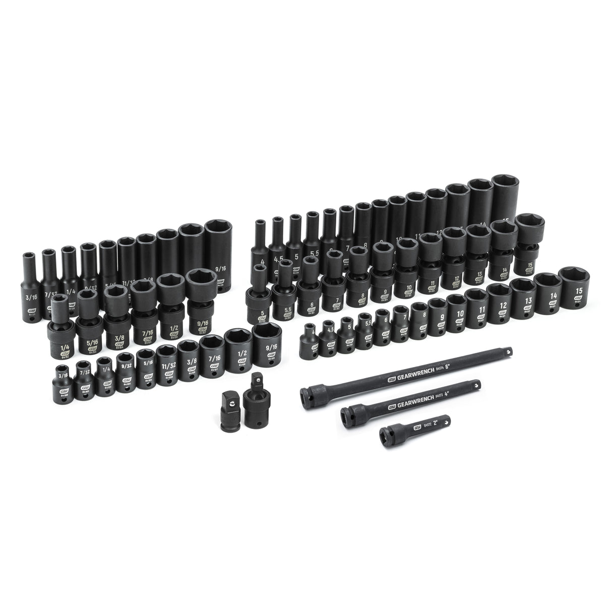 Gearwrench 84903 71 Piece 1/4" Drive 6 Point SAE/Metric Standard & Deep Master Impact Socket Set