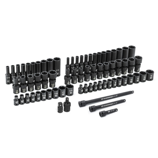 Gearwrench 84903 71 Piece 1/4" Drive 6 Point SAE/Metric Standard & Deep Master Impact Socket Set
