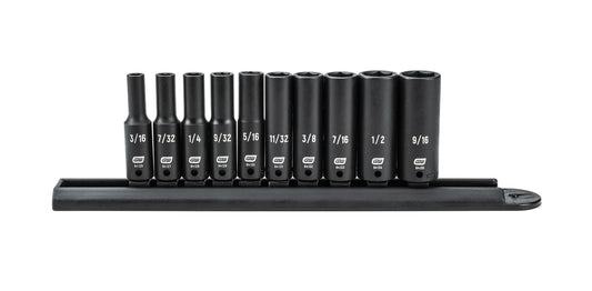 Gearwrench 84908 10 Piece 1/4" Drive 6 Point Deep Impact SAE Socket Set