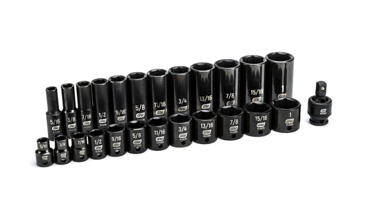 Gearwrench 84919N 25 Piece 3/8" Drive 6 Point Standard and Deep Impact SAE Socket Set