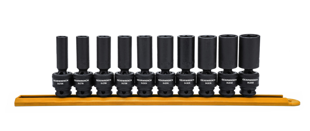 Gearwrench 84924N 10 Piece 3/8" Drive 6 Point Deep Universal Impact Metric Socket Set