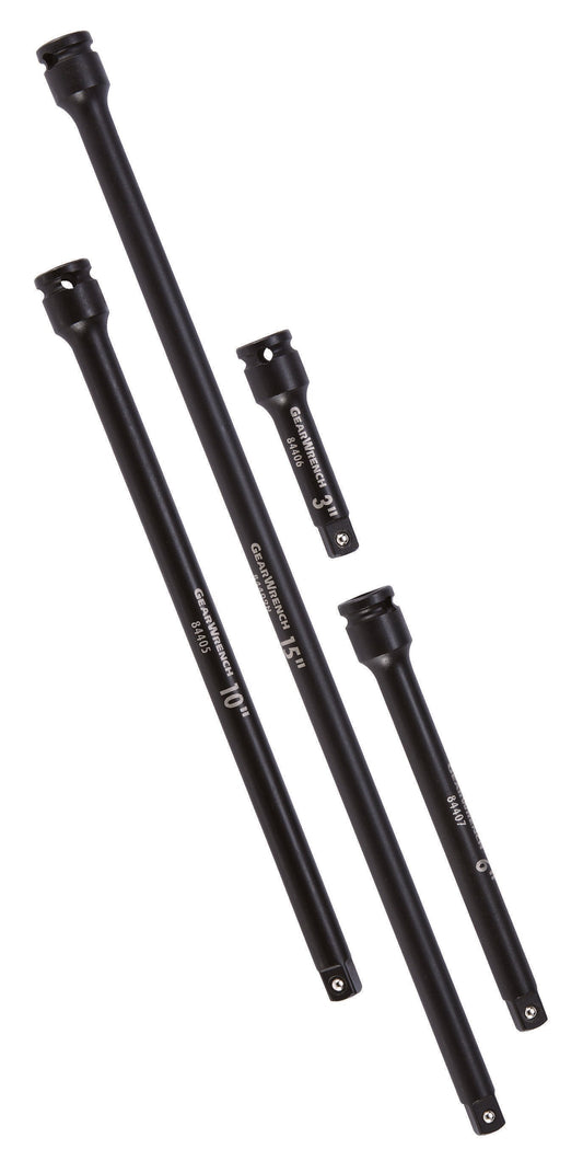 Gearwrench 84926N 4 Piece 3/8" Drive Impact Extension Set 3", 6", 10" & 15"