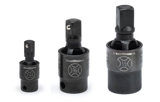 Gearwrench 84960 3 Piece 1/4", 3/8" & 1/2" Drive X-Core™ Pinless Impact Universal Joint Set
