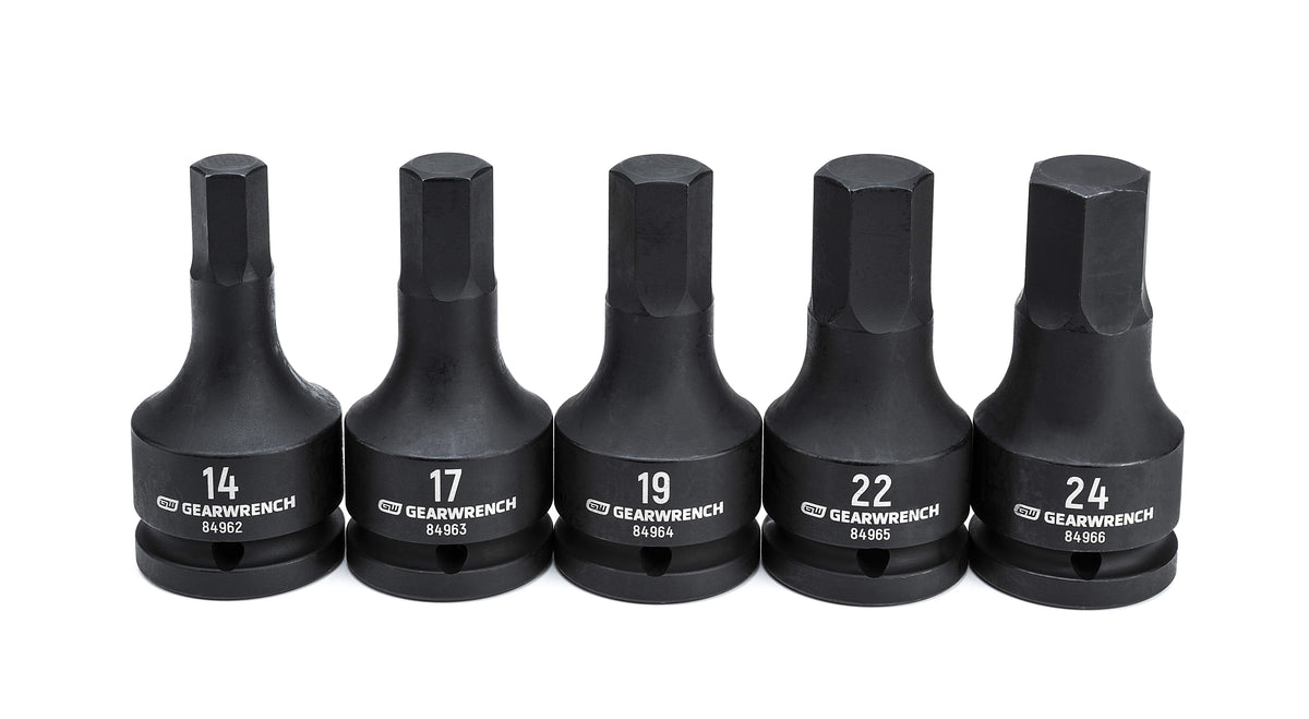 Gearwrench 84968-06 5 Piece 3/4" Drive Metric Impact Hex Bit Socket Set with Blow Mold Case