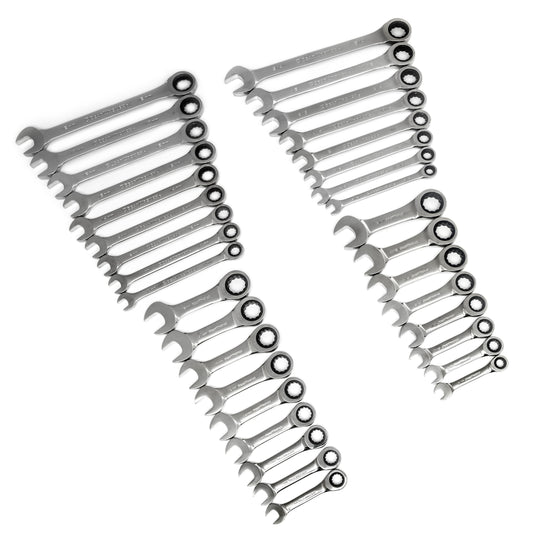 Gearwrench 85034 34 Piece 72-Tooth 12 Point Standard and Stubby Ratcheting Combination SAE/Metric Wrench Set