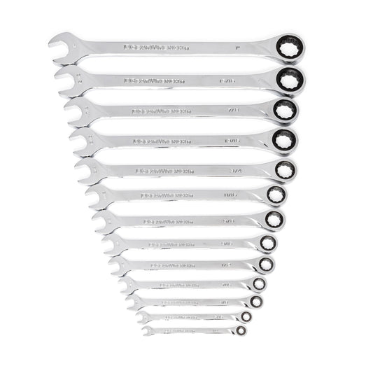 Gearwrench 85199 13 Piece 72-Tooth 12 Point XL Ratcheting Combination SAE Wrench Set
