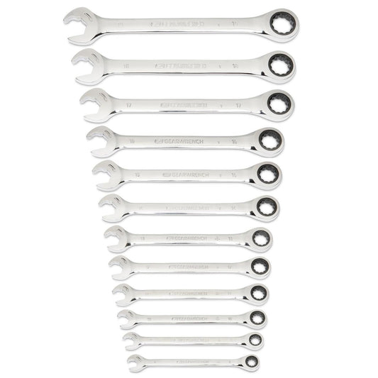 Gearwrench 85597 12 Piece 72-Tooth 12 Point Open End Ratcheting Metric Wrench Set