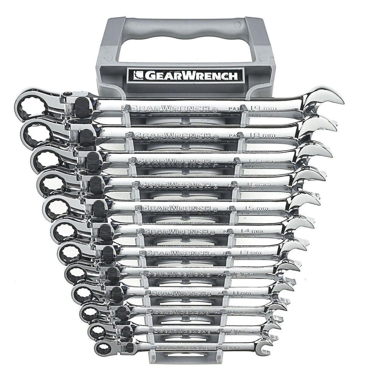 Gearwrench 85698 12 Piece 72-Tooth 12 Point XL Locking Flex Head Ratcheting Combination Metric Wrench Set