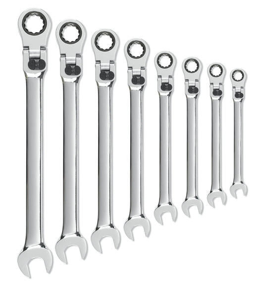 Gearwrench 85798 8 Piece 72-Tooth 12 Point XL Locking Flex Head Ratcheting Combination SAE Wrench Set