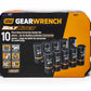 Gearwrench 86071 10 Piece 1/2" Drive Bolt Biter™ Deep Extraction Socket Set