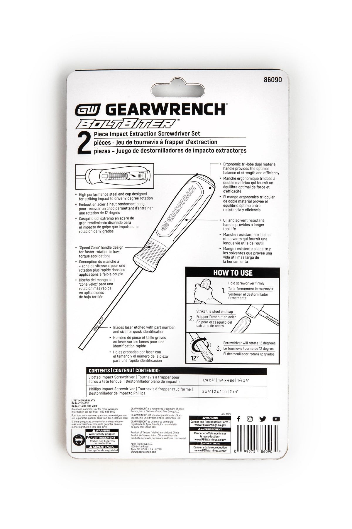 Gearwrench 86090 2 Piece Bolt Biter™ Dual Material Extraction Screwdriver Set