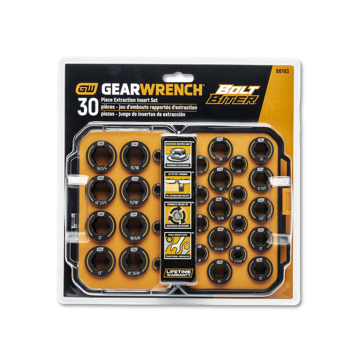 Gearwrench 86193 30 Piece Bolt Biter™ SAE/Metric Wrench Insert Set
