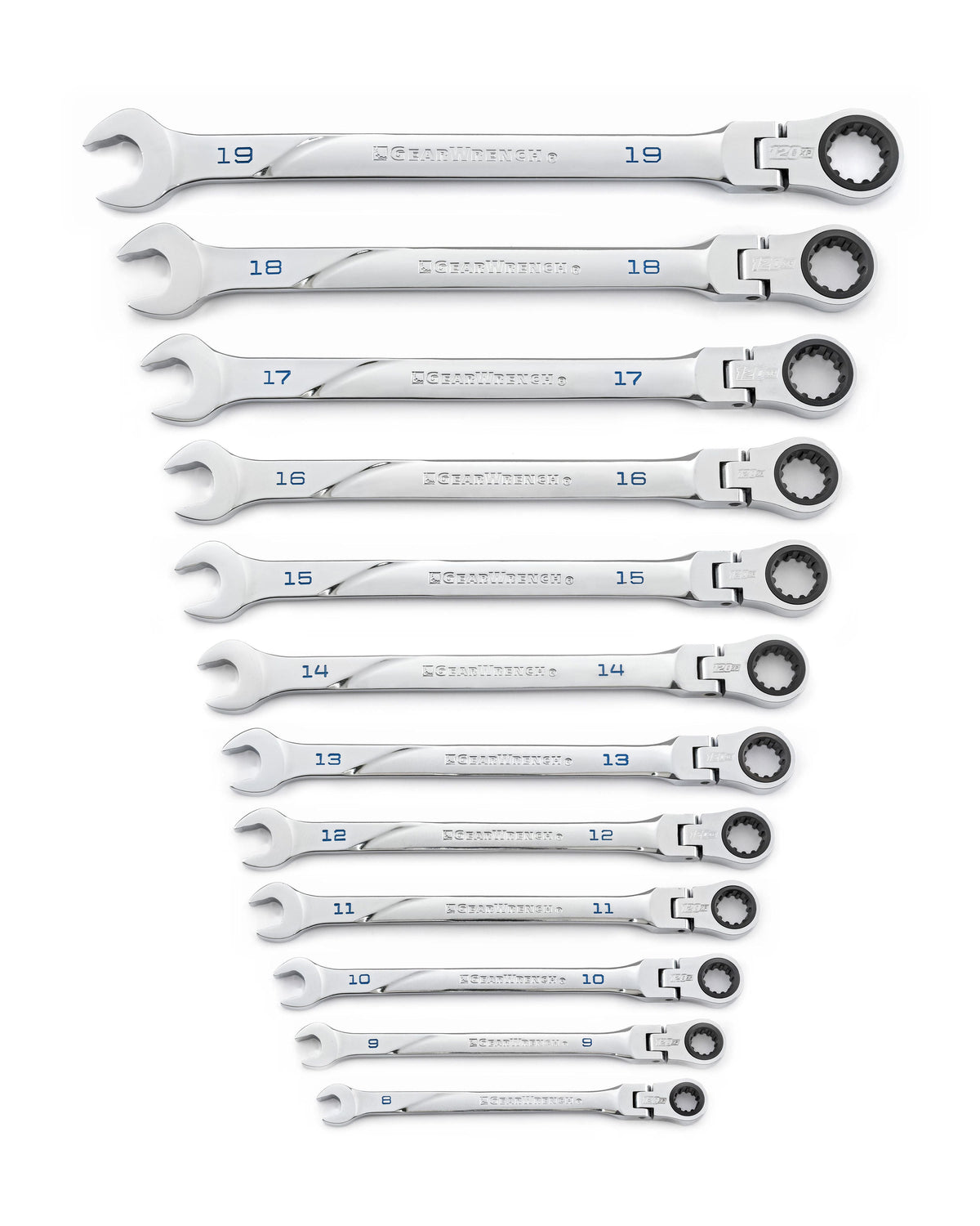 Gearwrench 86229 12 Piece 120XP™ Universal Spline XL Flex Head Ratcheting Combination Metric Wrench Set