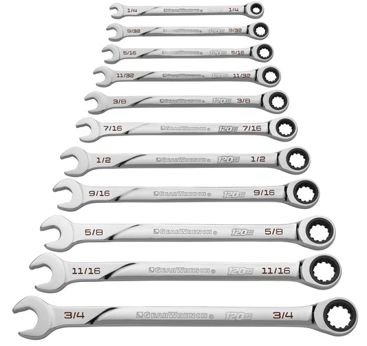 Gearwrench 86450 11 Piece 120XP™ Universal Spline XL Ratcheting Combination SAE Wrench Set