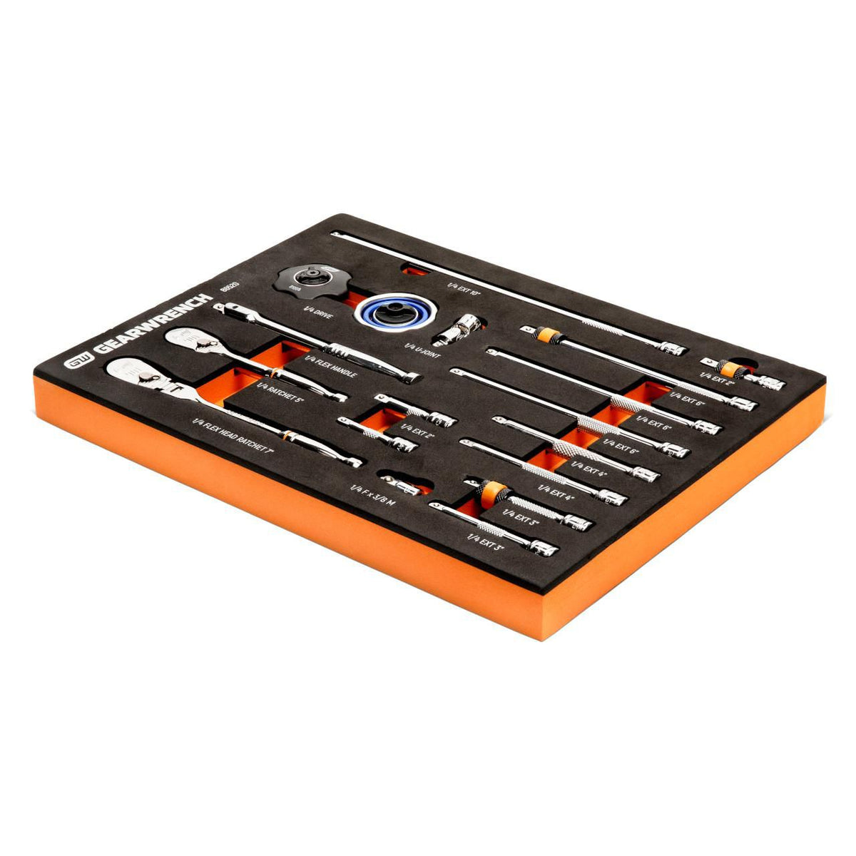 Gearwrench 86520 18 Piece 1/4" 90-Tooth Ratchet & Drive Tool Set with Foam Storage Tray