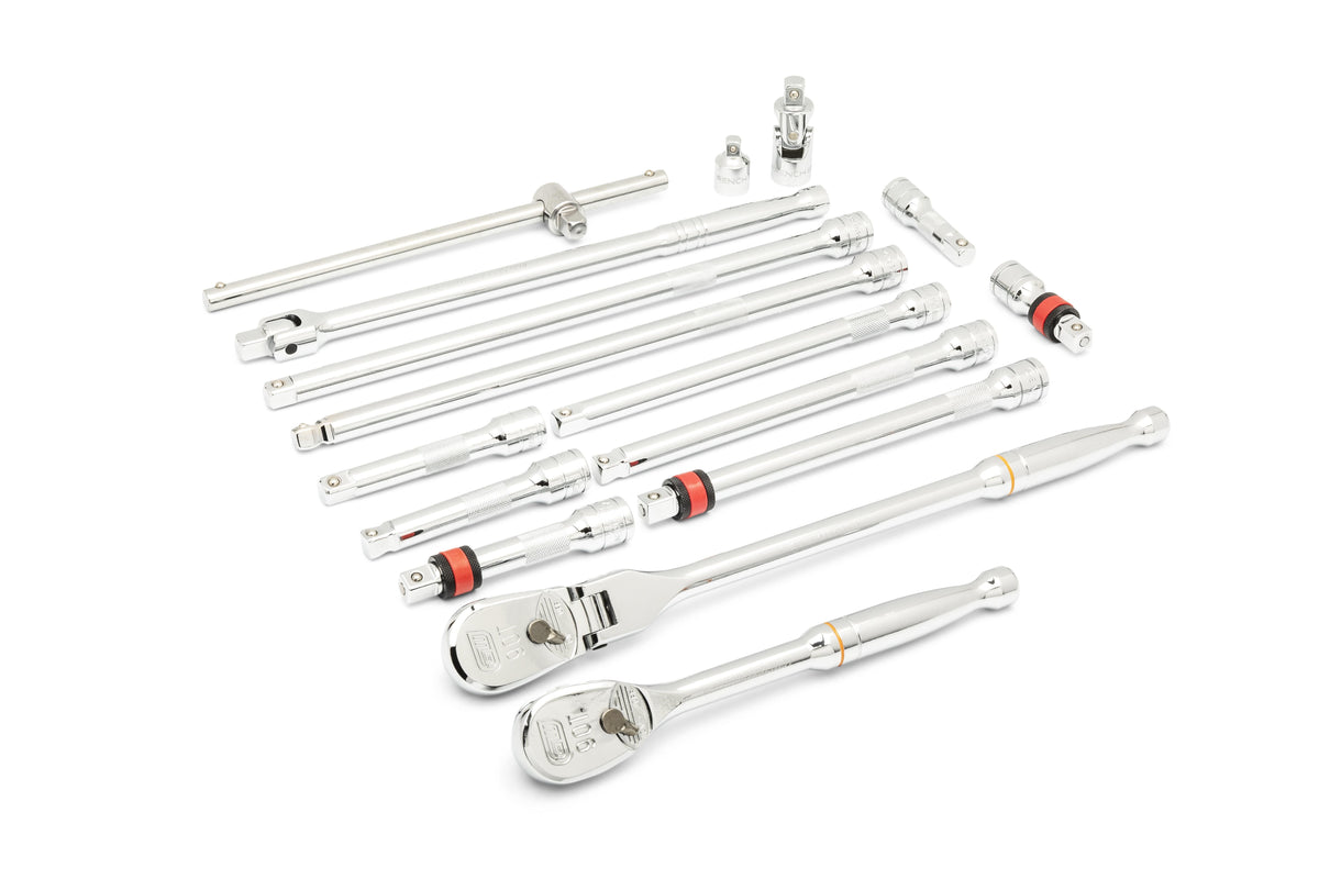 Gearwrench 86522 16 Piece 1/2" 90-Tooth Ratchet & Drive Tool Set with Foam Storage Tray