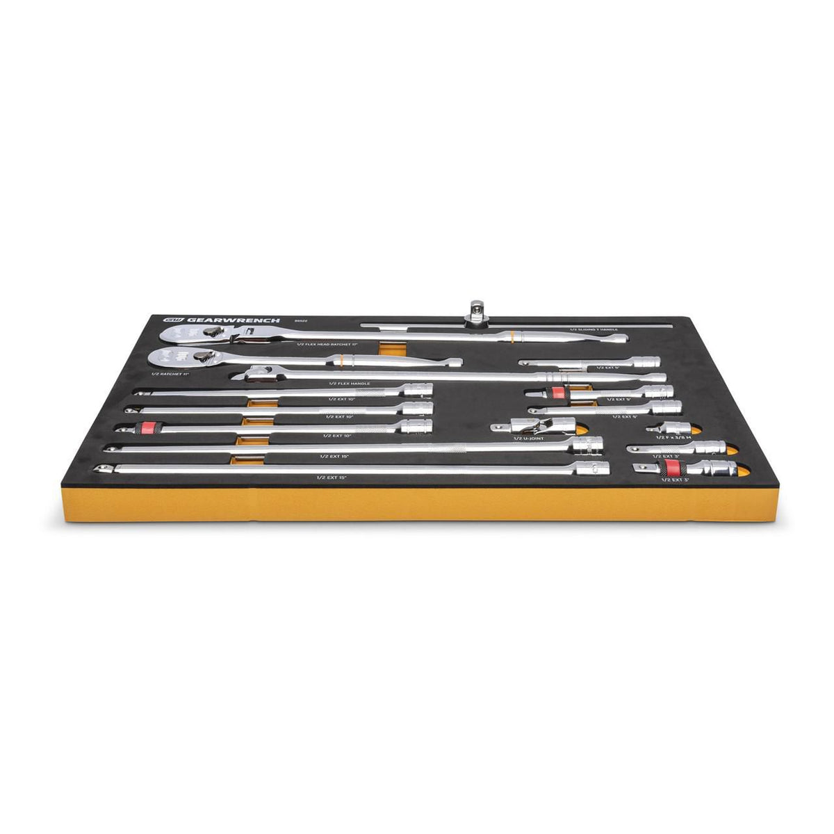 Gearwrench 86522 16 Piece 1/2" 90-Tooth Ratchet & Drive Tool Set with Foam Storage Tray