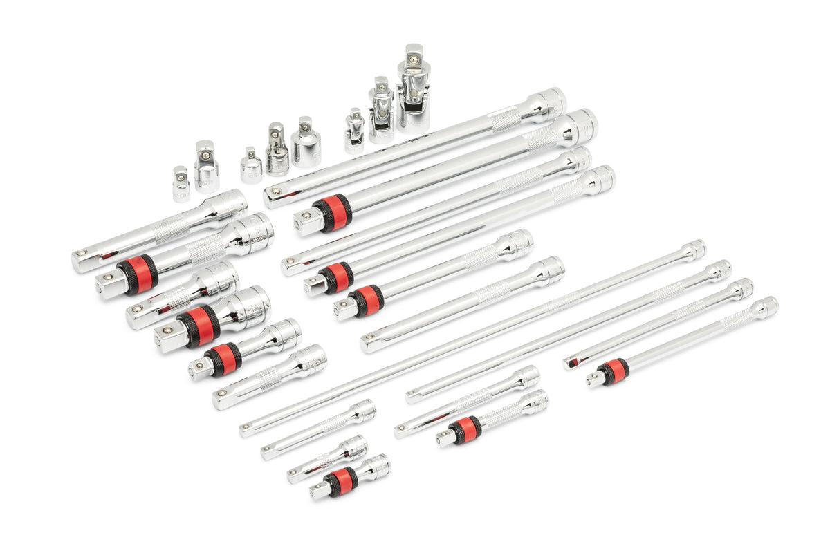 Gearwrench 86523 29 Piece 1/4", 3/8" & 1/2" Drive Master Chrome Drive Tool Accessories Set with Foam Storage Tray