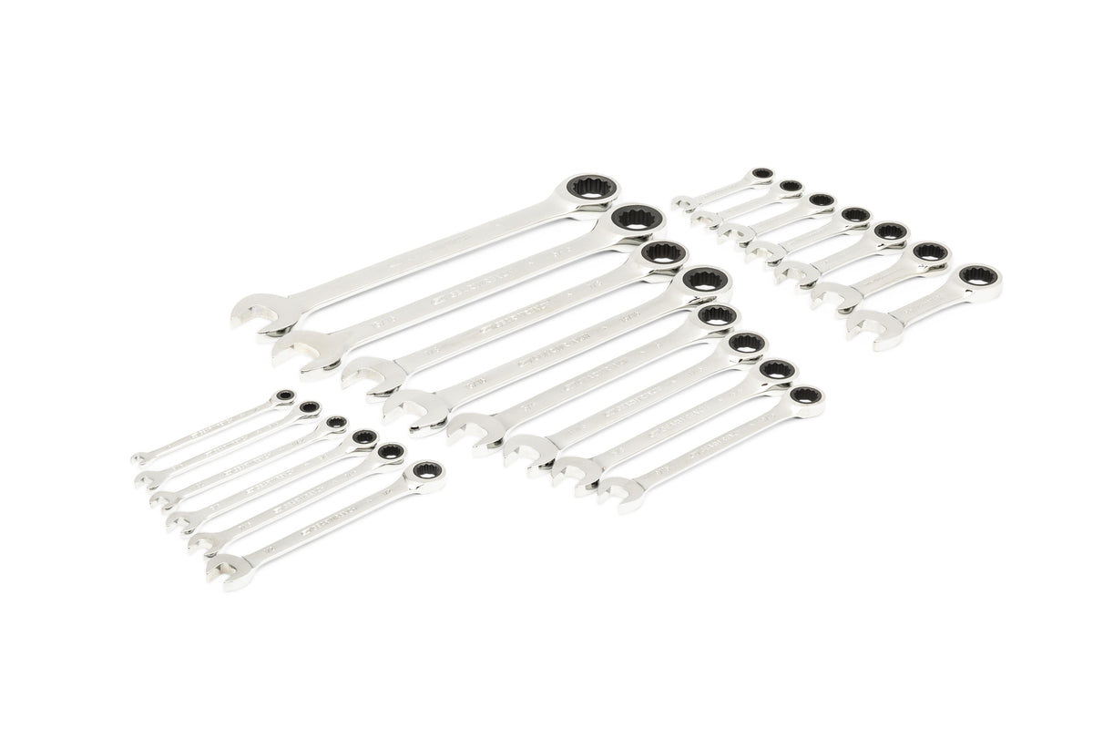 Gearwrench 86526 21 Piece 72-Tooth 12 Point SAE Standard and Stubby Combination Ratcheting Wrench Set with Foam Storage Tray