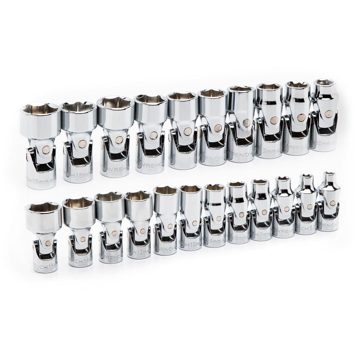Gearwrench 86539 22 Piece 1/4" and 3/8" Drive 6 Point Metric Flex Socket Set