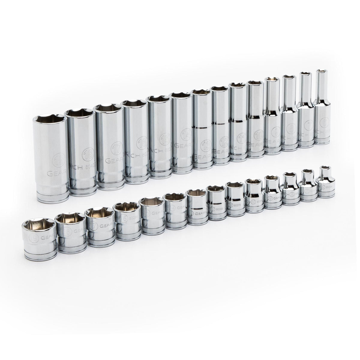 Gearwrench 86540 28 Piece 3/8" Drive 6 Point Metric Standard and Deep Socket Set