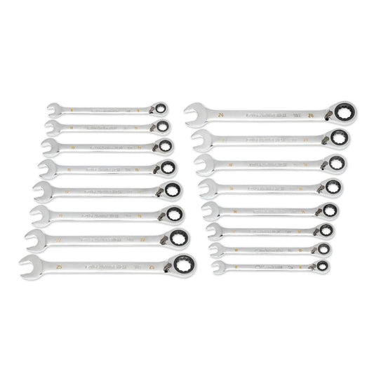 Gearwrench 86629 16 Piece 90-Tooth 12 Point Metric Reversible Ratcheting Wrench Set