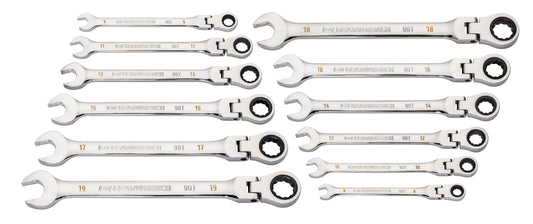 Gearwrench 86727 12 Piece 90-Tooth 12 Point Flex Head Ratcheting Combination Metric Wrench Set