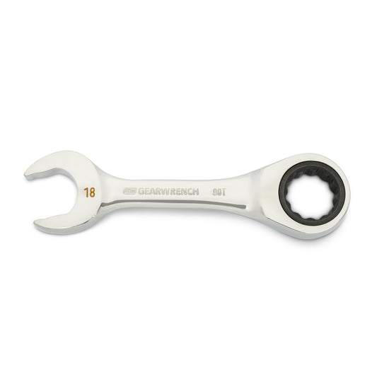 Gearwrench 86848 18mm 90-Tooth 12 Point Stubby Combination Ratcheting Wrench