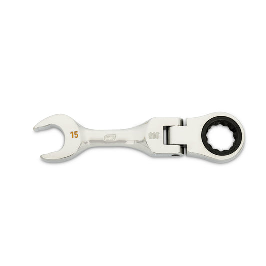 Gearwrench 86865 15mm 90-Tooth 12 Point Stubby Flex Combination Ratcheting Wrench