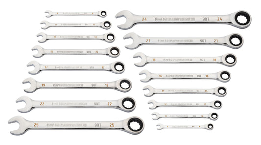Gearwrench 86928 16 Piece 90-Tooth 12 Point Metric Combination Ratcheting Wrench Set