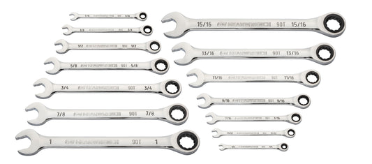 Gearwrench 86959 14 Piece 90-Tooth 12 Point SAE Combination Ratcheting Wrench Set