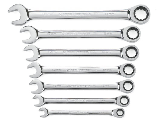 Gearwrench 9417 7 Piece 72-Tooth 12 Point Ratcheting Combination Metric Wrench Set